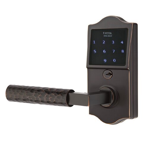 Emtek Emtouch Classic - L-Square Hammered Lever Electronic Touchscreen Lock in Oil Rubbed Bronze
