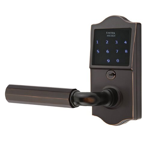 Emtek Emtouch Classic - R-Bar Faceted Lever Electronic Touchscreen Lock in Oil Rubbed Bronze