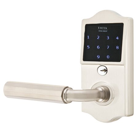 Emtek Emtouch Classic - R-Bar Faceted Lever Electronic Touchscreen Lock in Satin Nickel