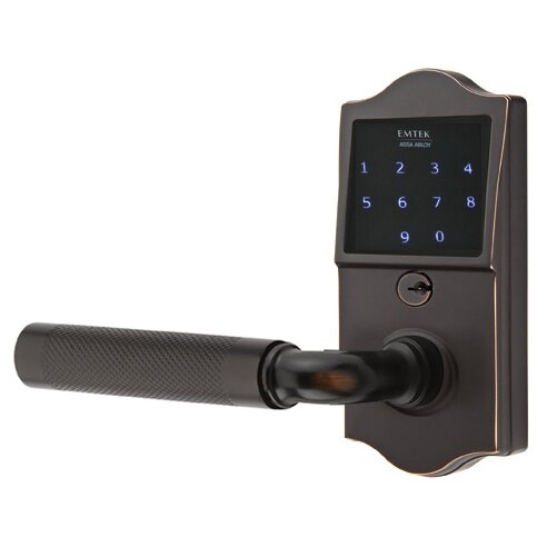 Emtek Emtouch Classic - R-Bar Knurled Lever Electronic Touchscreen Lock in Oil Rubbed Bronze