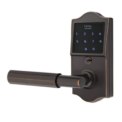 Emtek Emtouch Classic - T-Bar Faceted Lever Electronic Touchscreen Lock in Oil Rubbed Bronze