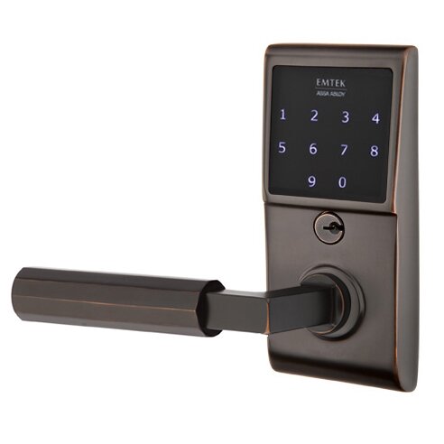 Emtek Emtouch - L-Square Faceted Lever Electronic Touchscreen Lock in Oil Rubbed Bronze
