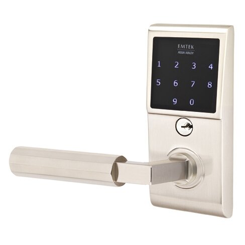 Emtek Emtouch - L-Square Faceted Lever Electronic Touchscreen Lock in Satin Nickel