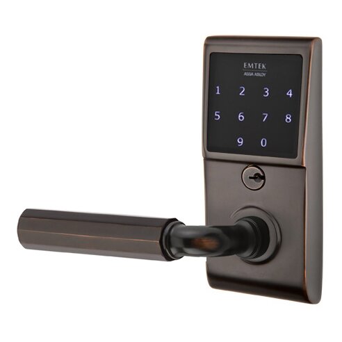 Emtek Emtouch - R-Bar Faceted Lever Electronic Touchscreen Lock in Oil Rubbed Bronze