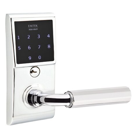 Emtek Emtouch - R-Bar Faceted Lever Electronic Touchscreen Lock in Polished Chrome