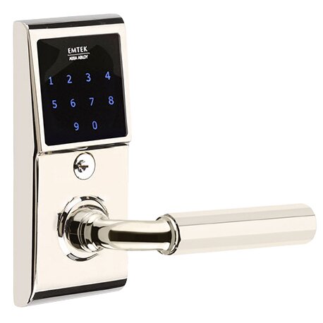 Emtek Emtouch - R-Bar Faceted Lever Electronic Touchscreen Lock in Polished Nickel