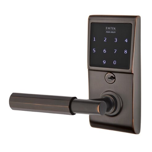 Emtek Emtouch - T-Bar Faceted Lever Electronic Touchscreen Lock in Oil Rubbed Bronze