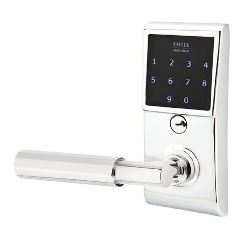 Emtek Emtouch - T-Bar Faceted Lever Electronic Touchscreen Lock in Polished Chrome