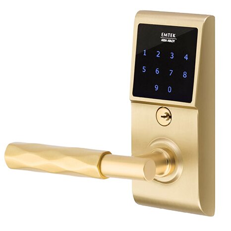 Emtek Emtouch - T-Bar Tribeca Lever Electronic Touchscreen Lock in Satin Brass