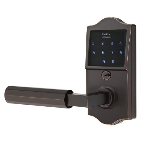 Emtek Emtouch Classic - L-Square Faceted Lever Electronic Touchscreen Storeroom Lock in Oil Rubbed Bronze