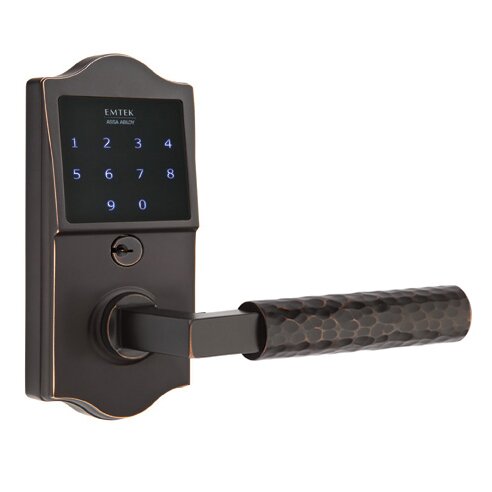 Emtek Emtouch Classic - L-Square Hammered Lever Electronic Touchscreen Storeroom Lock in Oil Rubbed Bronze