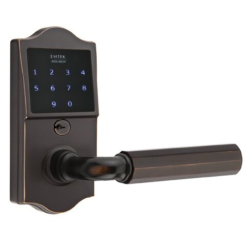 Emtek Emtouch Classic - R-Bar Faceted Lever Electronic Touchscreen Storeroom Lock in Oil Rubbed Bronze
