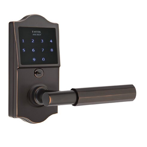 Emtek Emtouch Classic - T-Bar Faceted Lever Electronic Touchscreen Storeroom Lock in Oil Rubbed Bronze
