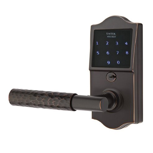 Emtek Emtouch Classic - T-Bar Hammered Lever Electronic Touchscreen Storeroom Lock in Oil Rubbed Bronze