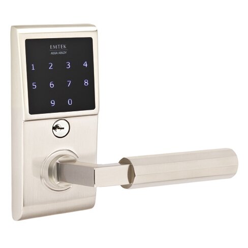 Emtek Emtouch - L-Square Faceted Lever Electronic Touchscreen Storeroom Lock in Satin Nickel