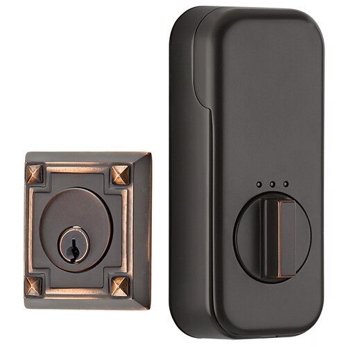 Emtek Empowered Arts and Crafts Single Cylinder Deadbolt Connected by August in Oil Rubbed Bronze