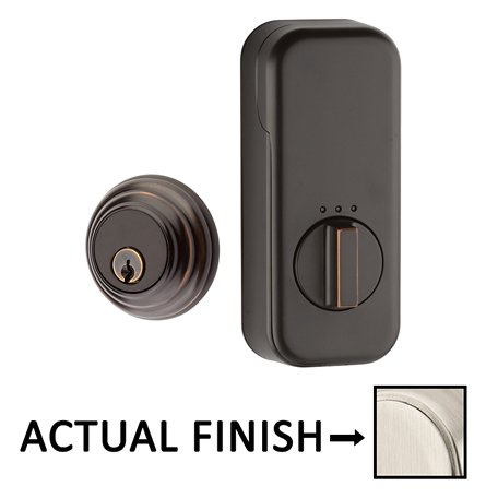 Emtek Empowered Low Profile Single Cylinder Deadbolt Connected by August in Satin Nickel