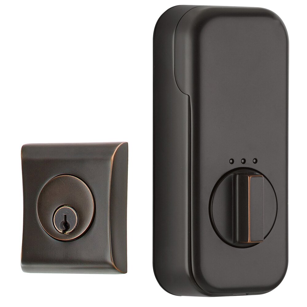 Emtek Empowered Neos Single Cylinder Deadbolt Connected by August in Oil Rubbed Bronze