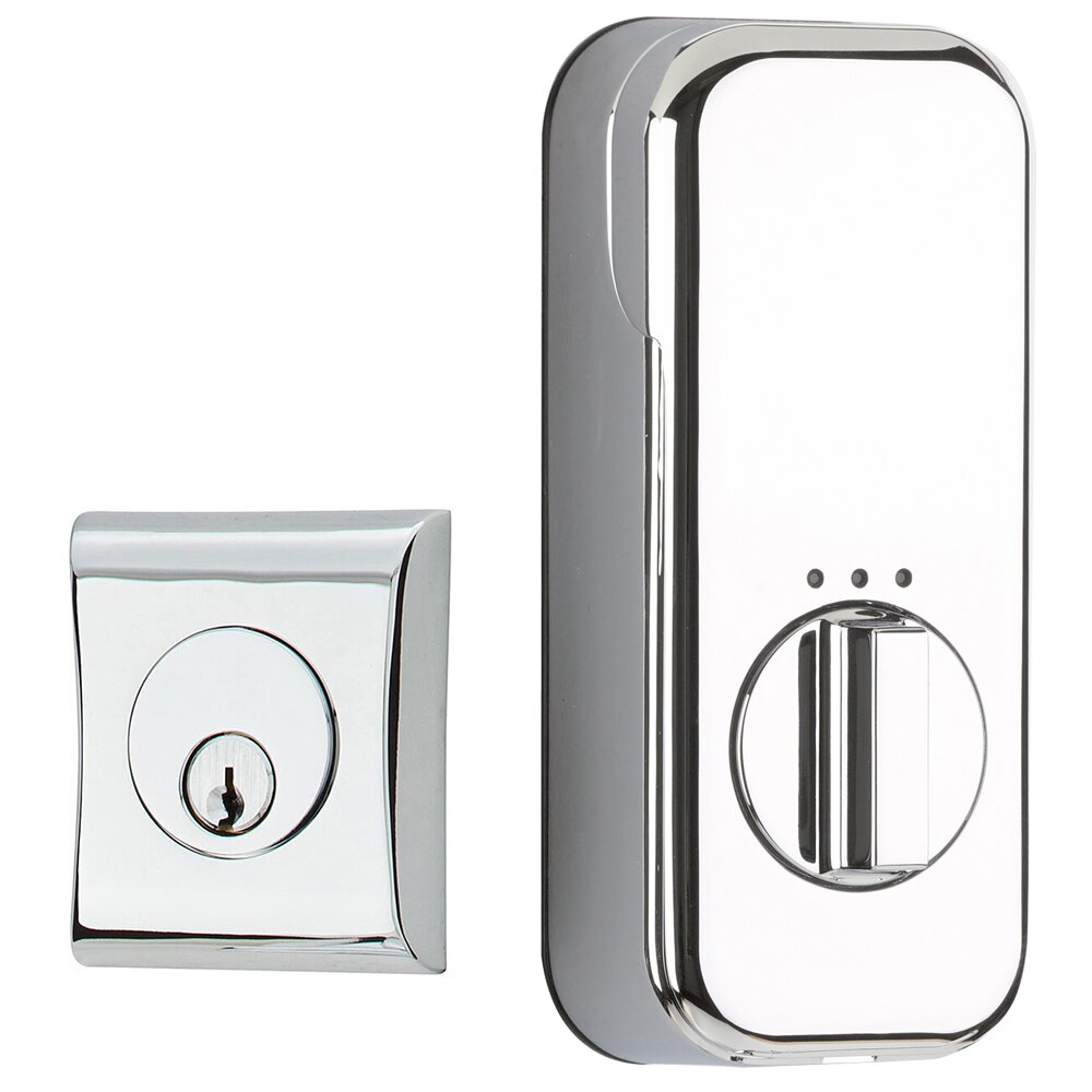 Emtek Empowered Neos Single Cylinder Deadbolt Connected by August in Polished Chrome