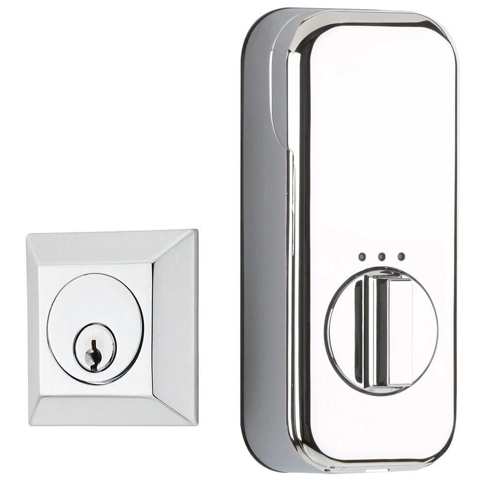 Emtek Empowered Quincy Single Cylinder Deadbolt Connected by August in Polished Chrome