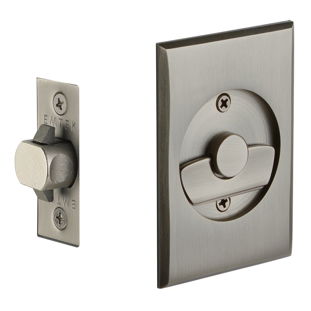 Emtek Tubular Rectangular Privacy Pocket Door Lock in Pewter