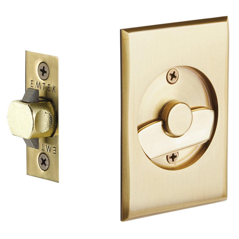Emtek Tubular Rectangular Privacy Pocket Door Lock in French Antique