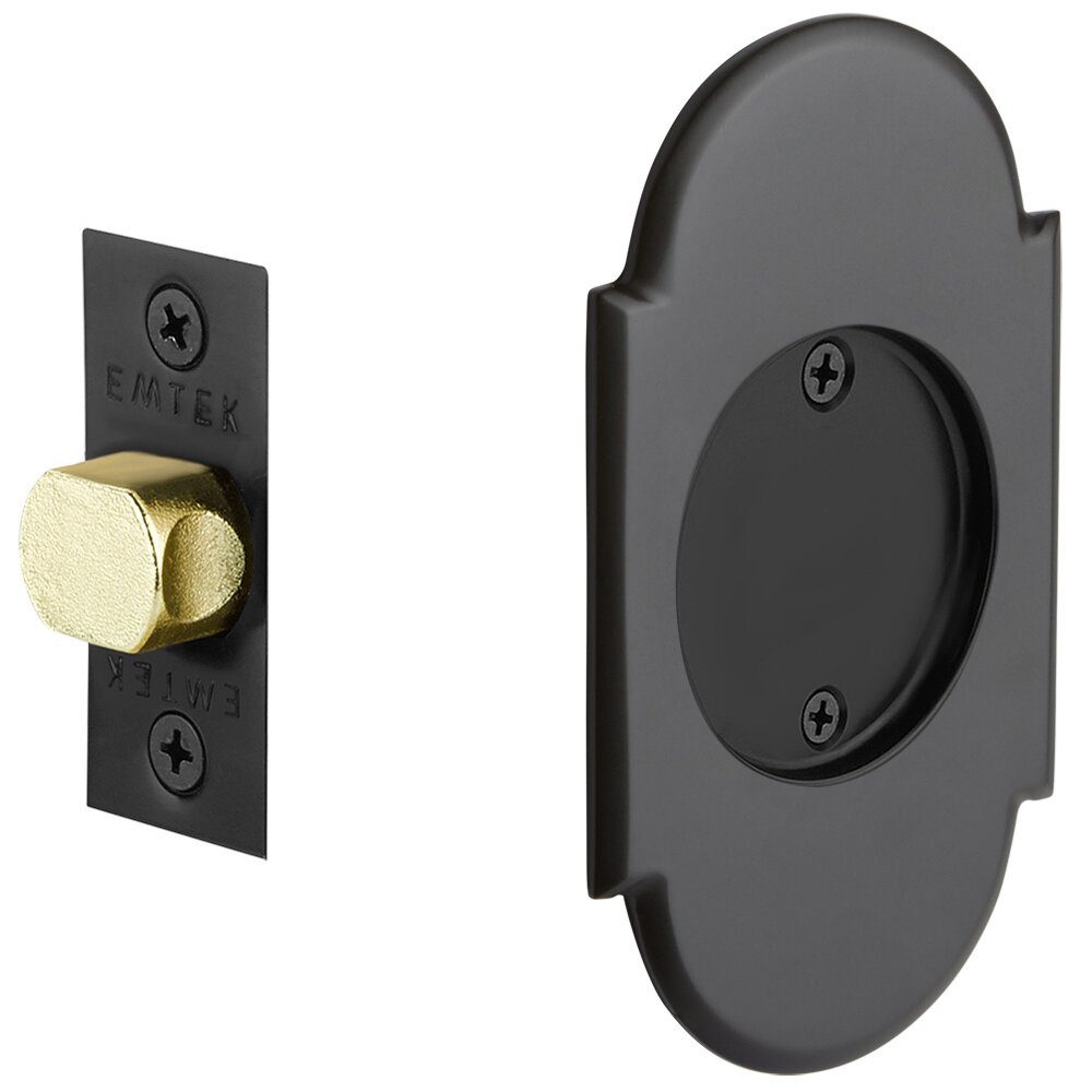 Emtek Tubular #8 Arch Passage Pocket Door Lock in Flat Black