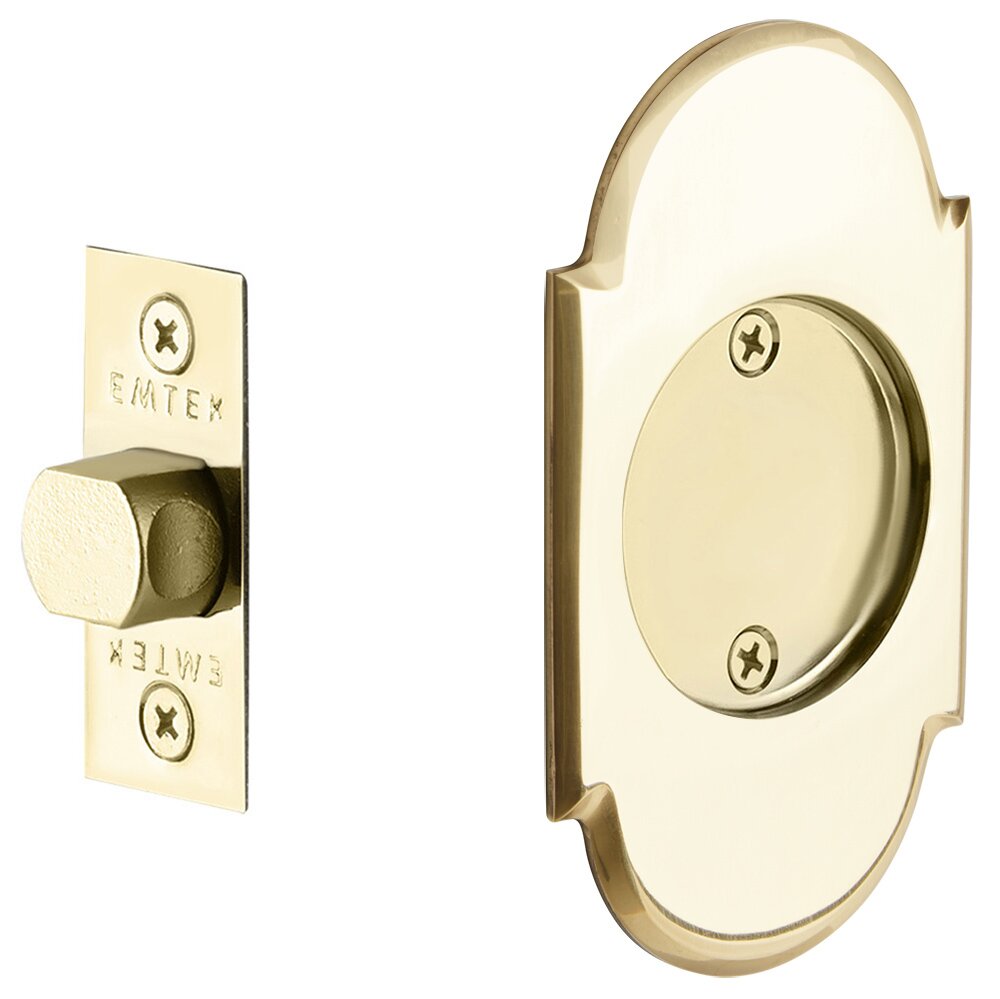 Emtek Tubular #8 Arch Passage Pocket Door Lock in Unlacquered Brass
