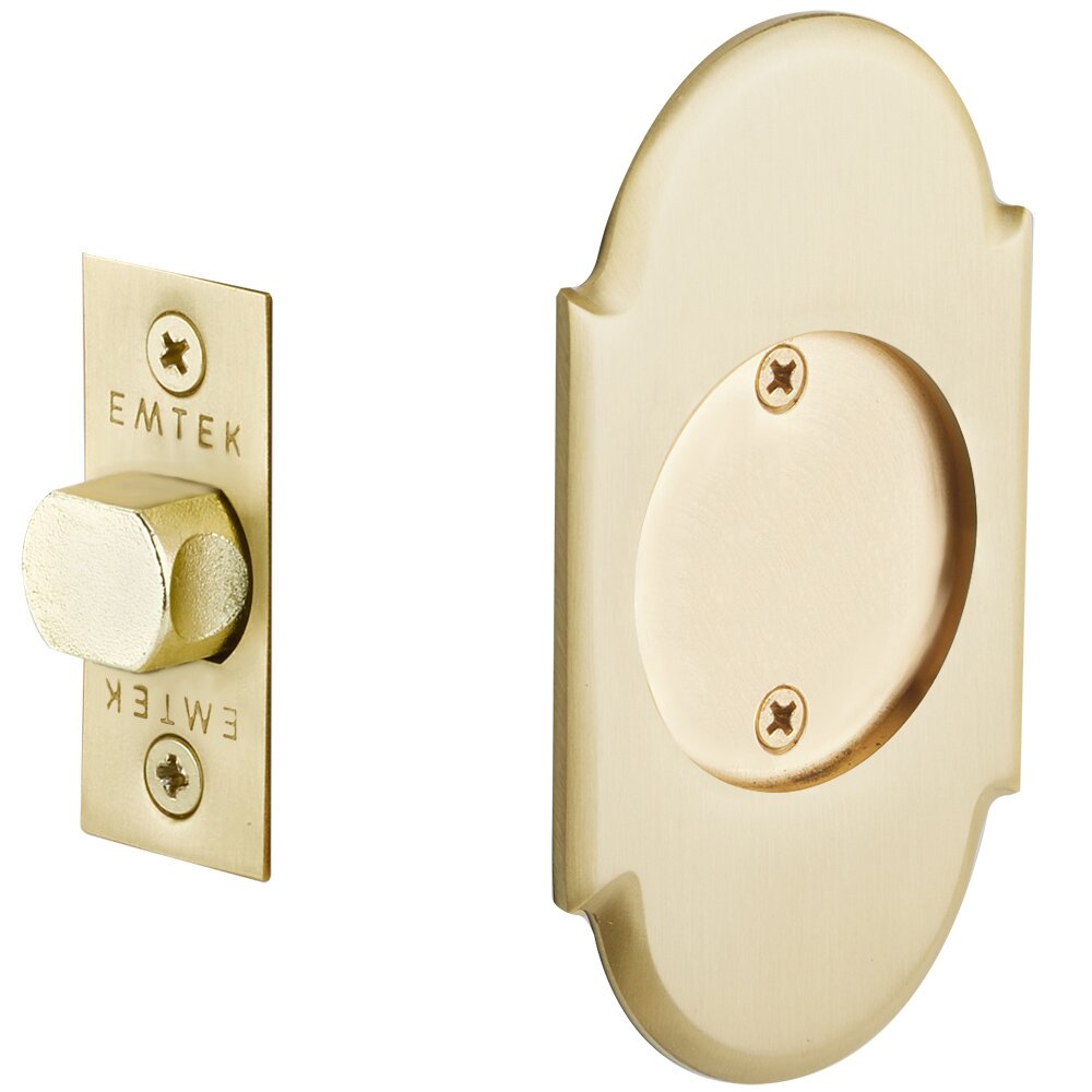 Emtek Tubular #8 Arch Passage Pocket Door Lock in Satin Brass