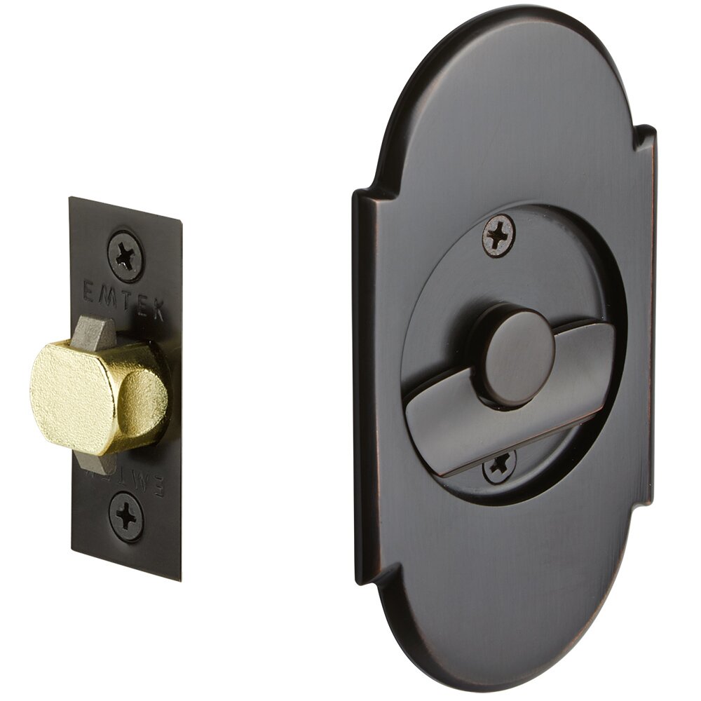 Emtek Tubular #8 Arch Privacy Pocket Door Lock in Oil Rubbed Bronze