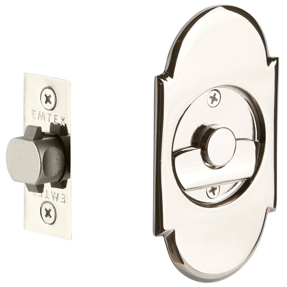 Emtek Tubular #8 Arch Privacy Pocket Door Lock in Polished Nickel