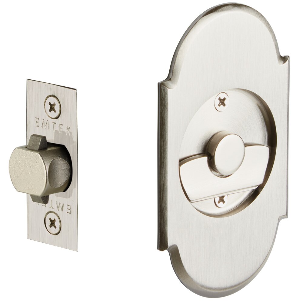 Emtek Tubular #8 Arch Privacy Pocket Door Lock in Satin Nickel