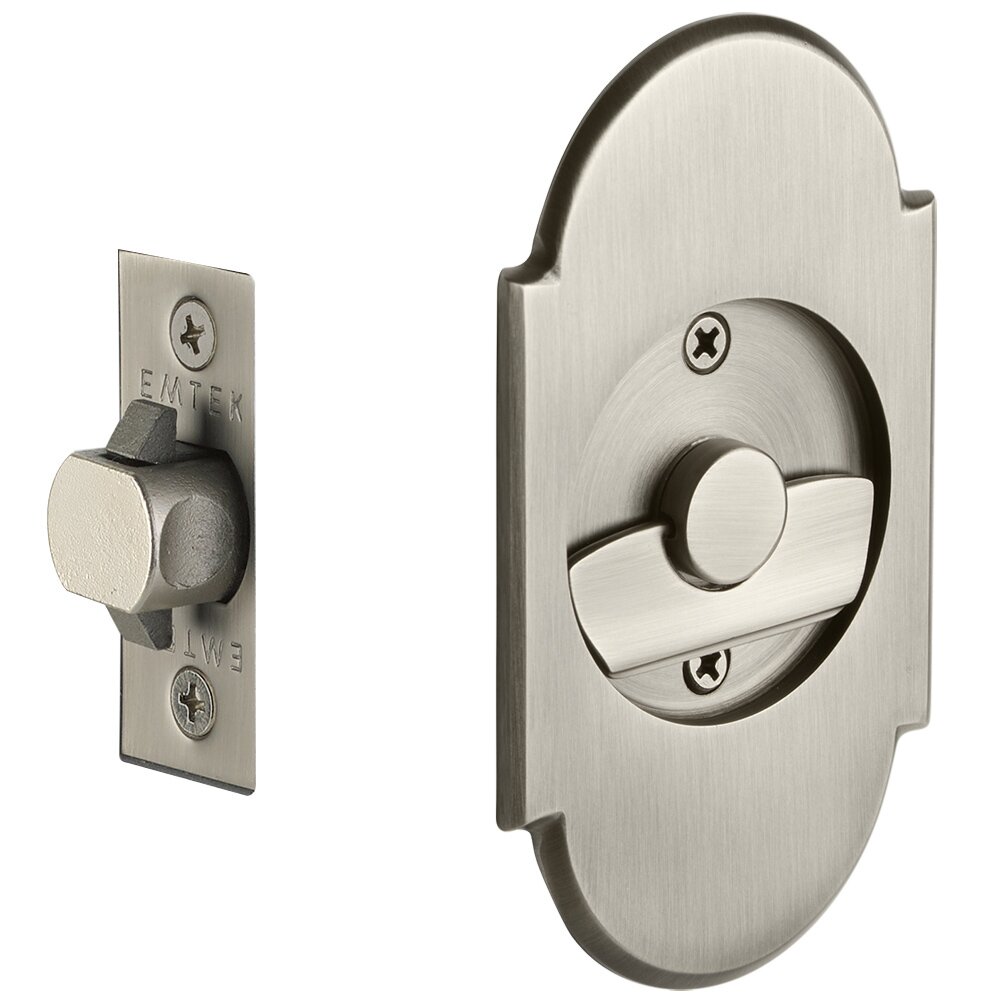 Emtek Tubular #8 Arch Privacy Pocket Door Lock in Pewter