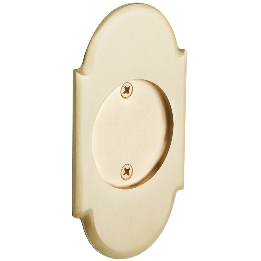 Emtek Tubular #8 Arch Dummy Pocket Door Hardware in Satin Brass