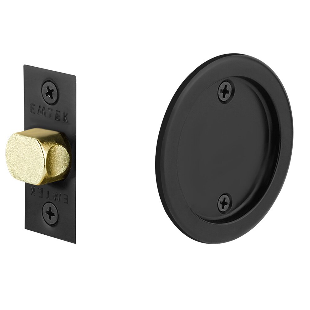 Emtek Tubular Round Passage Pocket Door Lock in Flat Black