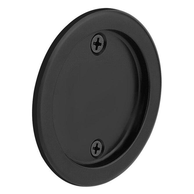Emtek Tubular Round Dummy Pocket Door Hardware in Flat Black