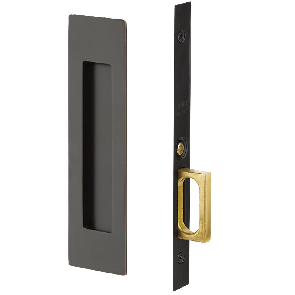 Emtek Narrow Modern Rectangular Mortise Passage Pocket Door Hardware in Oil Rubbed Bronze