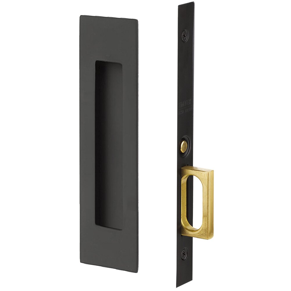 Emtek Narrow Modern Rectangular Mortise Passage Pocket Door Hardware in Flat Black