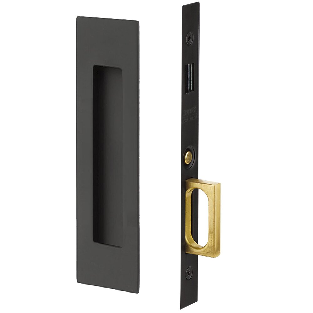 Emtek Narrow Modern Rectangular Dummy Pocket Door Mortise Hardware in Flat Black