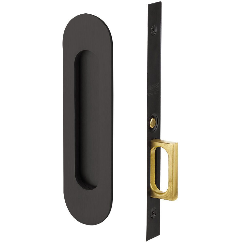 Emtek Narrow Modern Oval Mortise Passage Pocket Door Hardware in Oil Rubbed Bronze