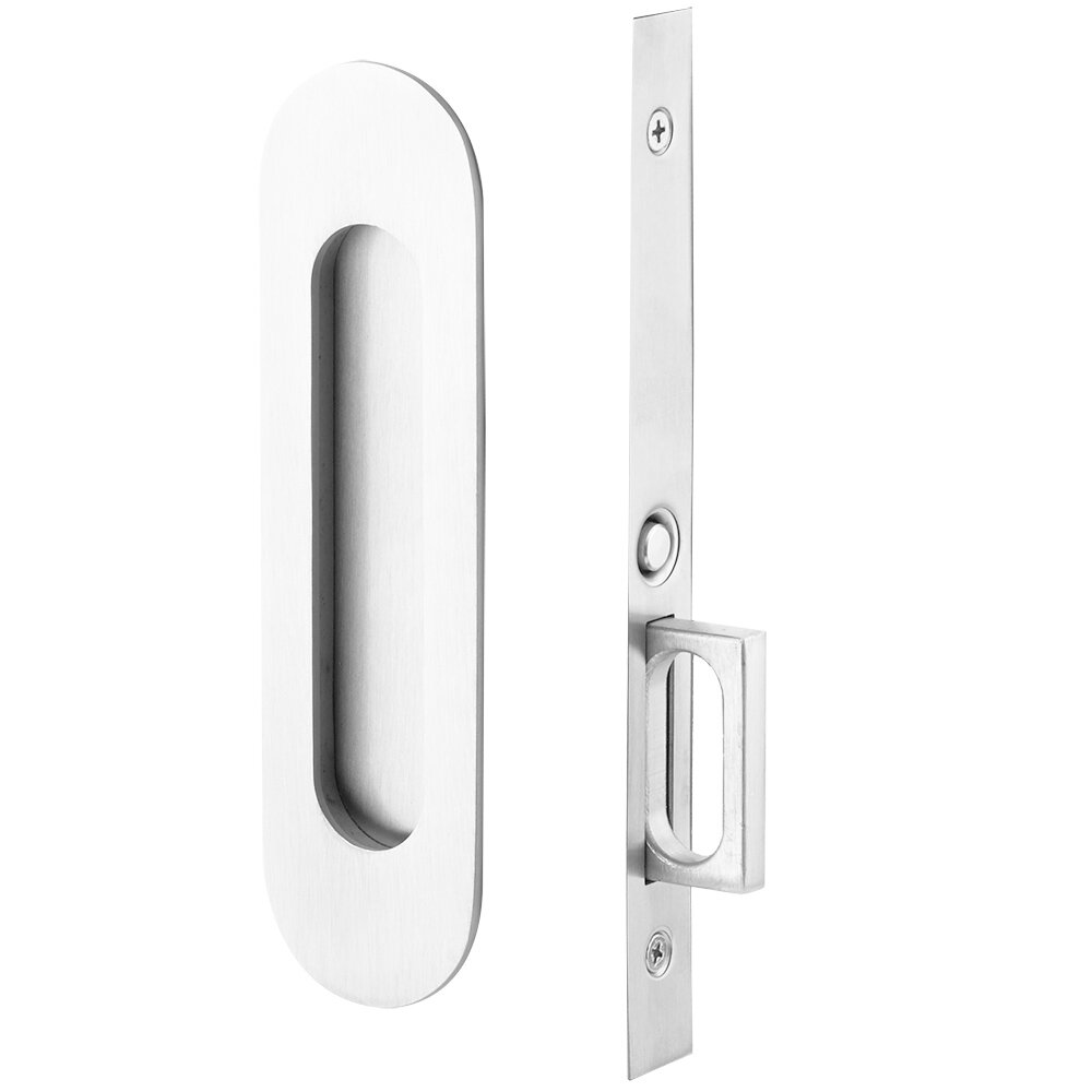 Emtek Narrow Modern Oval Mortise Passage Pocket Door Hardware in Polished Chrome