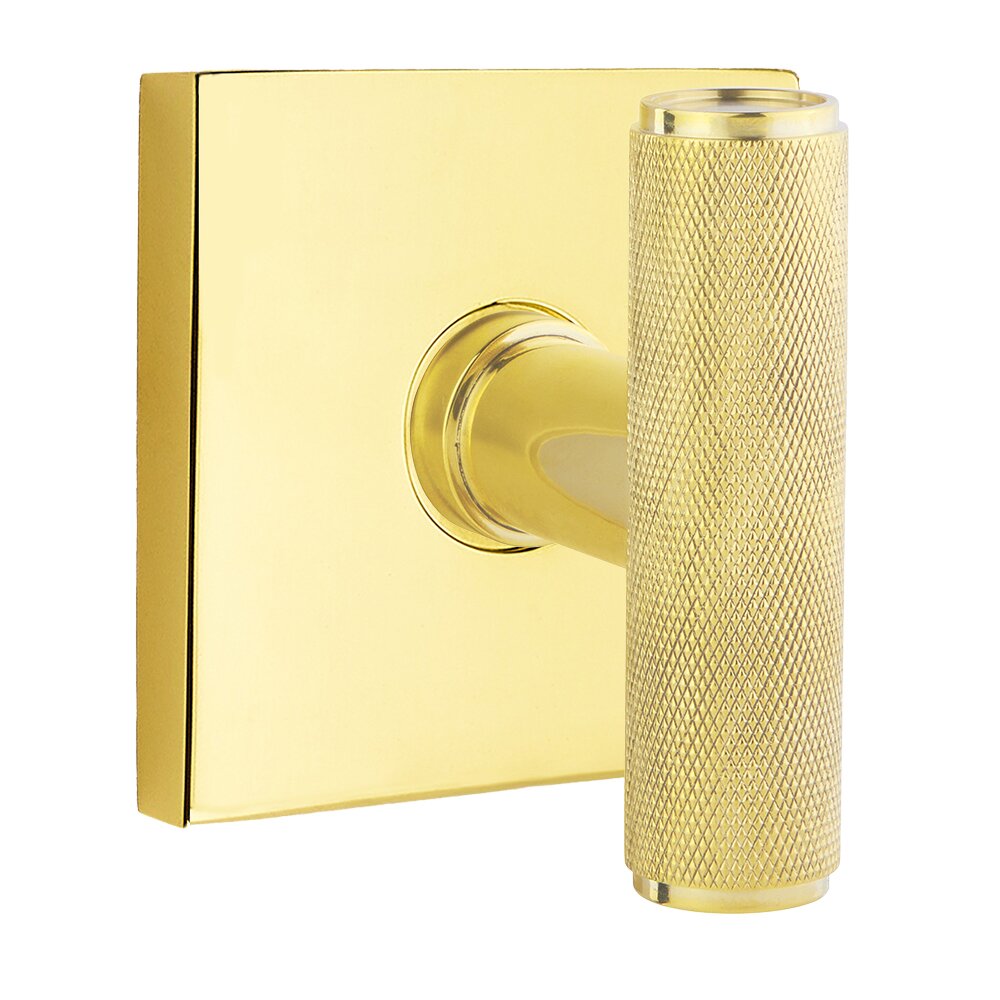 Emtek Double Dummy Square Rosette for The Ace Knurled Knob in Unlacquered Brass
