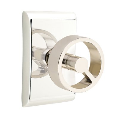Emtek Double Dummy Neos Rosette with Right Handed Spoke Knob in Polished Nickel