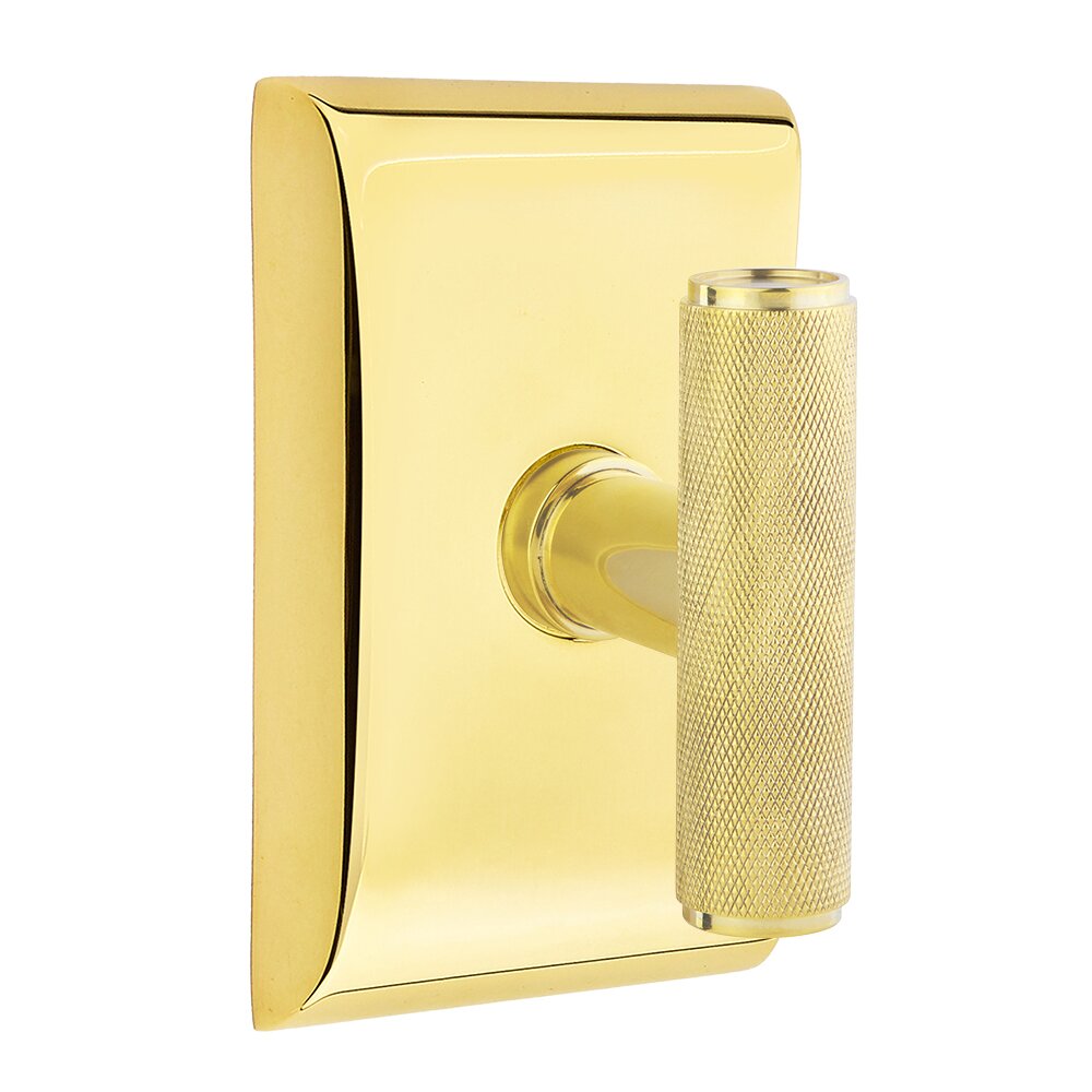 Emtek Privacy Neos Rosette with Concealed Screws for The Ace Knurled Knob in Unlacquered Brass