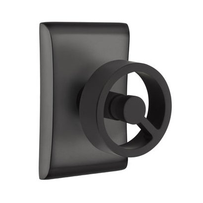 Emtek Privacy Neos Rosette with Left Handed Spoke Knob in Flat Black