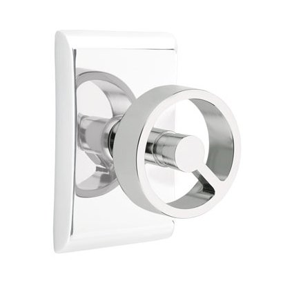 Emtek Privacy Neos Rosette with Concealed Screws and Right Handed Spoke Knob in Polished Chrome
