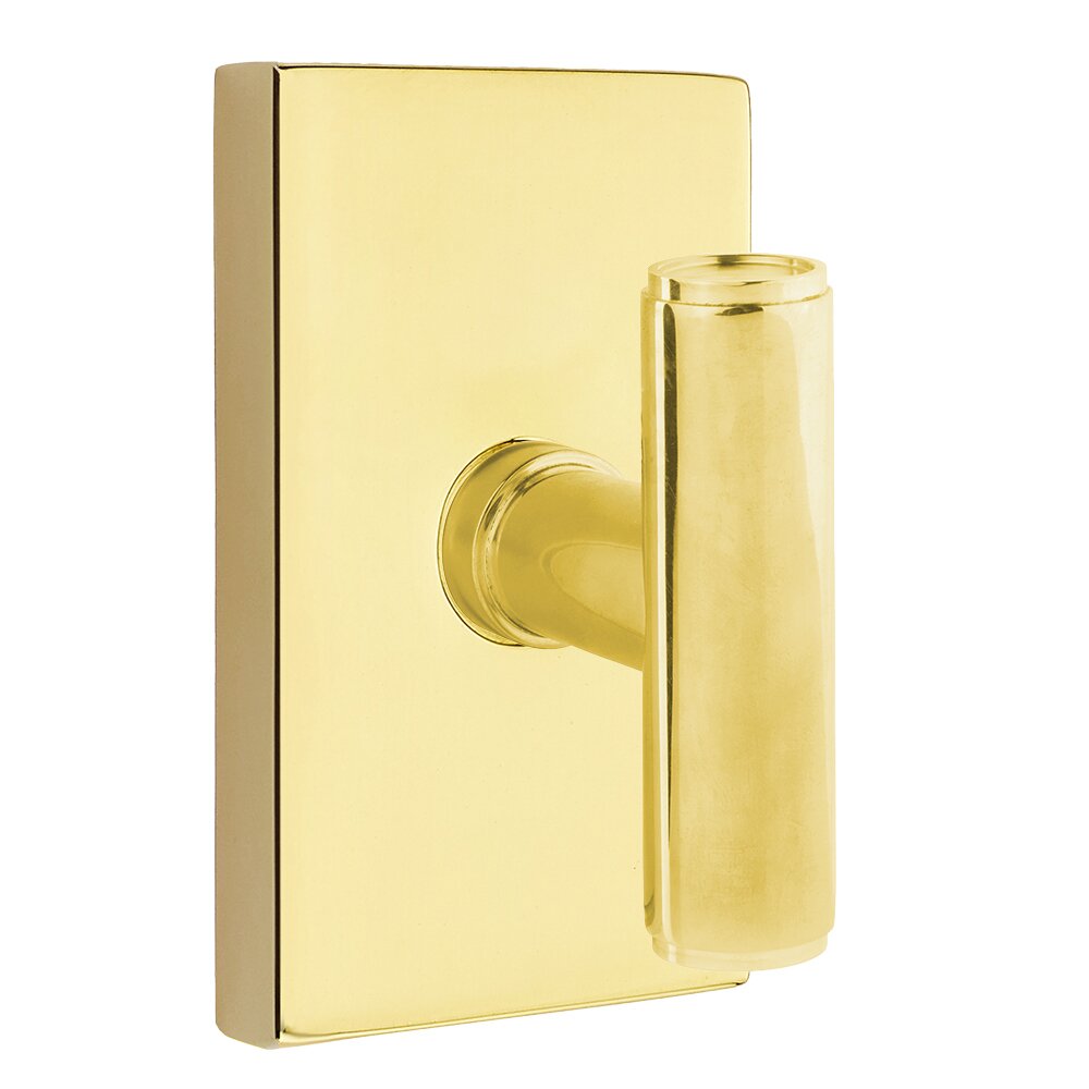Emtek Privacy Modern Rectangular Rosette with Concealed Screws for The Ace Knob in Unlacquered Brass