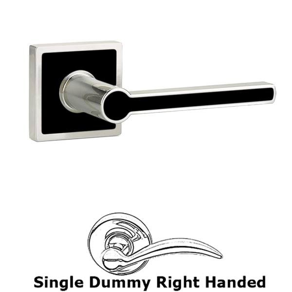 Emtek Single Dummy Right Handed Cayman Door Lever With Trinidad Rose in Satin Nickel with Onyx Black