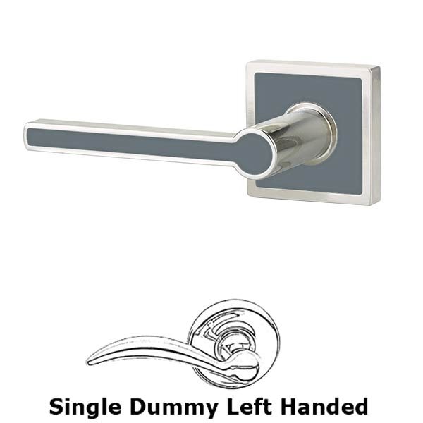 Emtek Single Dummy Left Handed Cayman Door Lever With Trinidad Rose in Satin Nickel with Graphite Grey
