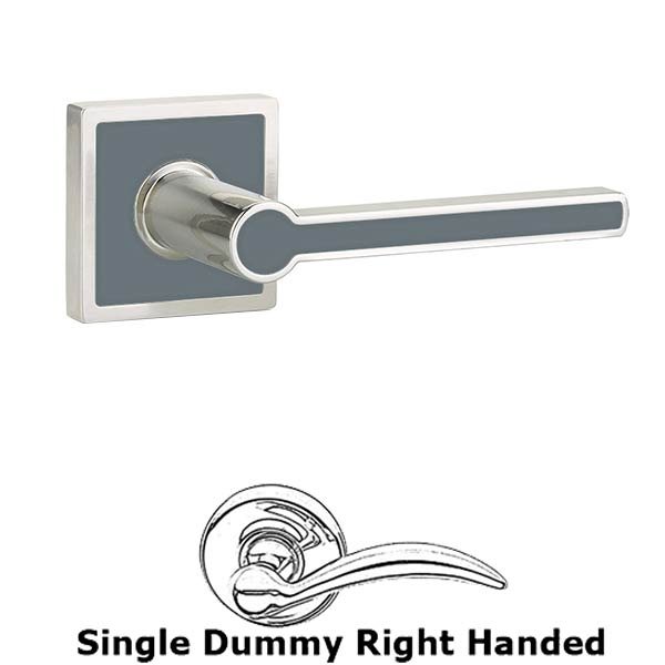 Emtek Single Dummy Right Handed Cayman Door Lever With Trinidad Rose in Satin Nickel with Graphite Grey